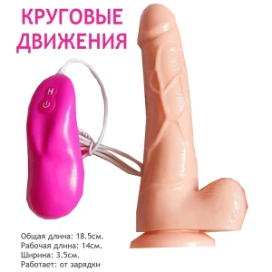 Фалос с круговыми движениями в одну и в другую сторону на присоске.